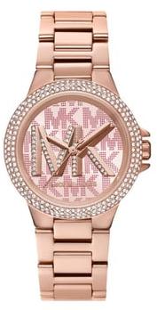 Michael Kors Camille Three Hand Rose Gold Dial Rose Gold Steel Strap Watch For Women - MK7197