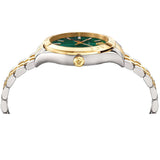 Versace Hellenyium Quartz Green Dial Two Tone Steel Strap Watch For Men - VEVI00620