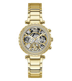 Guess Solstice Diamonds Gold Dial Gold Steel Strap Watch for Women - GW0403L2