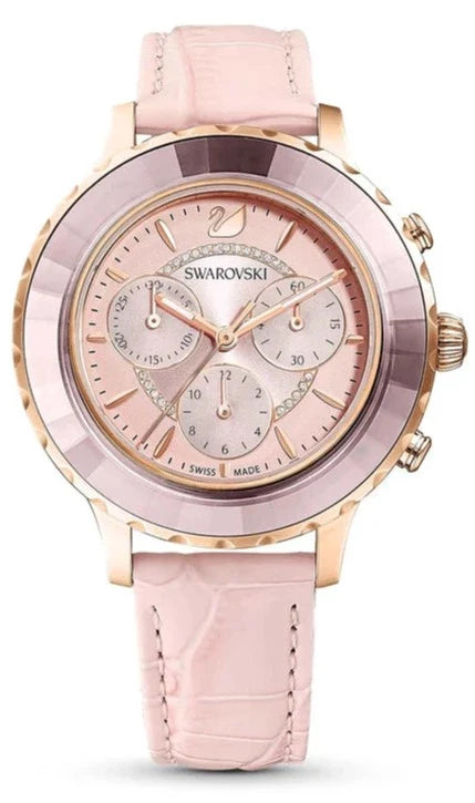 Swarovski Octea Lux Chrono Pink Dial Pink Leather Strap Watch for Swarovski Octea Lux Chrono Pink Dial Pink Leather Strap Watch for