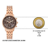 Fossil Neutra Chronograph Mother of Pearl Brown Dial Rose Gold Steel Strap Watch for Women - ES5218