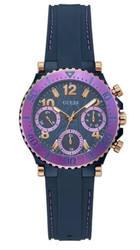 Guess Cosmic Multifunction Blue Dial Blue Silicone Strap Watch For Women - GW0466L2