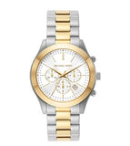 Michael Kors Slim Runway Chronograph White Dial Two Tone Steel Strap Watch For Women - MK8986