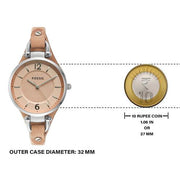 Fossil Georgia Bone Grey Dial Beige Leather Strap Watch for Women - ES2830