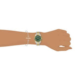 Guess Luna Quartz Green Dial Two Tone Steel Strap Watch For Women - GW0308L5