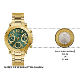 Guess Cosmo Chronograph Green Dial Gold Steel Strap Watch For Women - GW0465L5