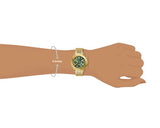 Guess Cosmo Chronograph Green Dial Gold Steel Strap Watch For Women - GW0465L5