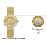 Guess Dream Quartz Gold Dial Gold Mesh Strap Watch For Women - GW0550L2