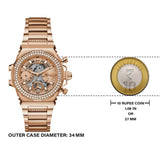 Guess Fusion Chronograph Rose Gold Dial Rose Gold Steel Strap Watch for Women - GW0552L3