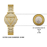 Guess Trend Diamonds Gold Dial Gold Steel Strap Watch for Women - GW0512L2