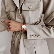 Daniel Wellington Iconic Link White Dial Rose Gold Steel Strap Watch For Women - DW00100211
