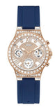 Guess Moonlight Diamonds White Dial Blue Rubber Strap Watch for Women - GW0257L3