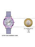 Guess Dahlia Analog Silver Dial Purple Leather Strap Watch For Women - GW0529L4