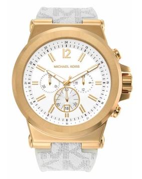 Michael Kors Dylan Chronograph White Dial White Rubber Strap Watch For Men - MK8937