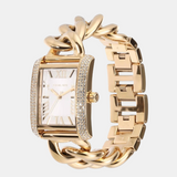 Michael Kors Emery Three Hand Silver Dial Gold Steel Strap Watch For Women - Mk7300