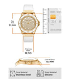 Michael Kors Everest Analog Gold Dial White Silicone Strap Watch For Women - MK7357