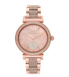 Michael Kors Abbey Three-Hand Analog Crystals Rose Gold Dial Rose Gold Steel Strap Watch for Women - MK4617