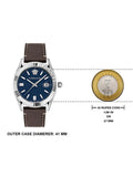 Versace Greca Time Quartz Blue Dial Brown Leather Strap Watch For Men - VE3K00122