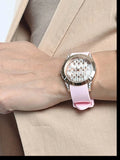 Guess Clarity Gold Dial Pink Silicone Strap Watch for Women - GW0109L2