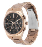 Michael Kors Lennox Chronograph Black Dial Rose Gold Steel Strap Watch For Men - MK9119