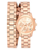 Michael Kors Runway Chronograph Analog Rose Gold Dial Rose Gold Steel Strap Watch for Women - MK7453