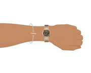 Guess Cubed Analog Black Dial Rose Gold Steel Strap Watch For Women - GW0607L3