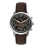 Fossil Neutra Chronograph Black Dial Brown Leather Strap Watch for Men - FS6024