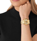 Michael Kors Runway Gold Dial Gold Steel Strap Watch For Women - MK4732