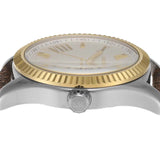 Michael Kors Lexington Silver Dial Brown Leather Strap Watch For Women - MK4745