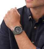 Fossil Bronson Automatic Skeleton Black Dial Grey Steel Strap Watch for Men - ME3255