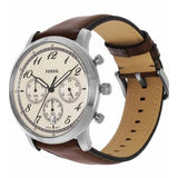 Fossil Neutra Chronograph White Dial Brown Leather Strap Watch for Men - FS6022