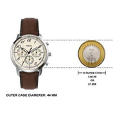 Fossil Neutra Chronograph White Dial Brown Leather Strap Watch for Men - FS6022