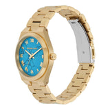 Michael Kors Lennox Analog Blue Dial Gold Steel Strap Watch for Women - MK7460