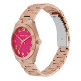 Michael Kors Lennox Analog Pink Dial Rose Gold Steel Strap Watch for Women - MK7462