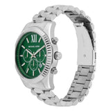 Michael Kors Lexington Chronograph Green Dial Silver Steel Strap Watch for Women - MK9152