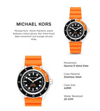 Michael Kors Maritime Three-Hand Analog Black Dial Orange Silicone Strap Watch for Men - MK9157