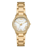 Michael Kors Sage Analog White Dial Gold Steel Strap Watch for Women - MK4822