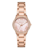 Michael Kors Sage Three-Hand Crystals Mother of Pearl Dial Rose Gold Steel Strap Watch for Women - MK4823