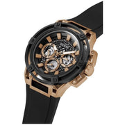Guess Matrix Multifunction Black Dial Black Rubber Strap Watch For Men - GW0423G5