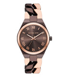 Michael Kors Lennox Analog Brown Dial Two Tone Steel Strap Watch for Women - MK7501