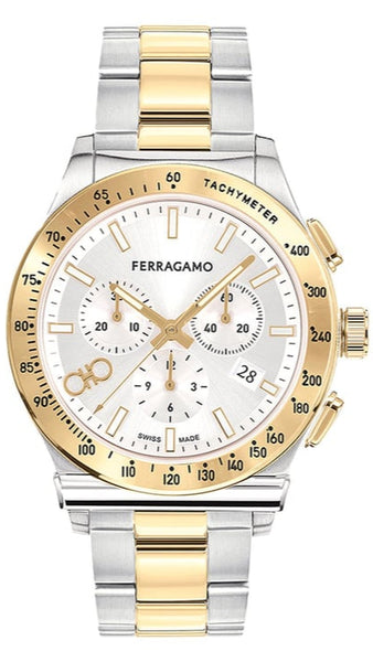 Salvatore Ferragamo 1927 Chrono Silver Dial Two Tone Steel