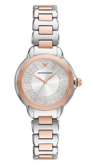 Emporio Armani Mia Three-Hand Analog Crystal Silver Dial Two Tone Steel Strap Watch For Women - AR11643