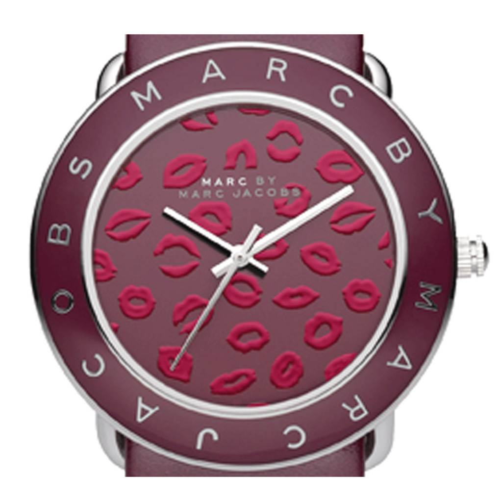 Marc Jacobs Amy Red Dial Burgundy Leather Strap Watch for Women display picture 1