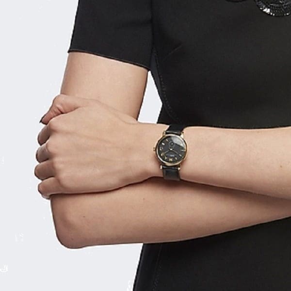 Marc Jacobs Baker Black Dial Black Leather Strap Watch for Women display picture 1