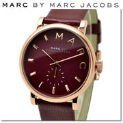 Marc Jacobs Baker Maroon Dial Maroon Leather Strap Watch for Women - MBM1271
