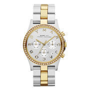Marc Jacobs Henry Chronograph Silver Dial Two Tone Steel Strap Watch for Women - MBM3197