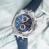 Maurice Lacroix Aikon Chronograph Blue Dial Blue Leather Strap Watch for Men - AI1018-SS001-430-1