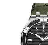 Maurice Lacroix Aikon Quartz Black Dial Green Crocodile Leather Strap Watch for Men - AI1008-PVB21-330-1