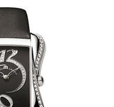 Maurice Lacroix Fiaba Black Dial with Diamonds Black Leather Strap Watch for Women - DV5012-SD531-350