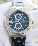 Maurice Lacroix Aikon Chronograph Blue Dial Blue Leather Strap Watch for Men - AI1018-SS001-430-1